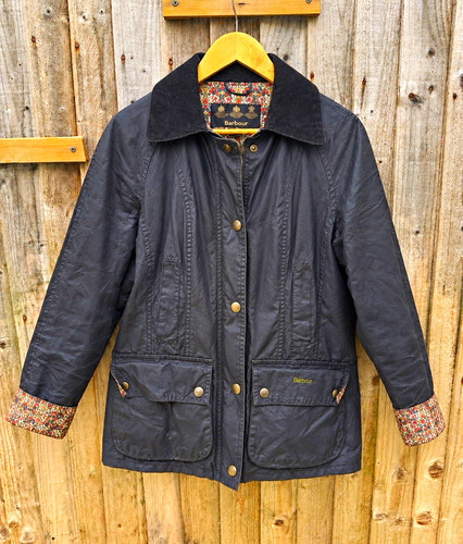 Barbour abrosa wax jacket navy - abrosa,